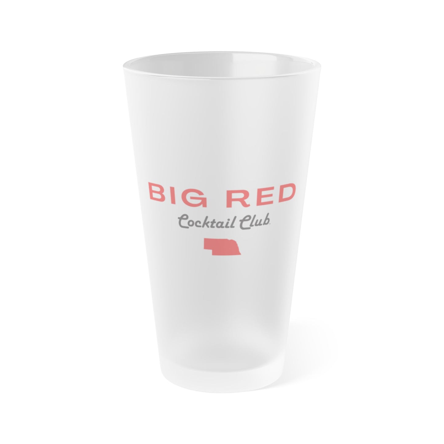 FROSTED PINT GLASS BIG RED